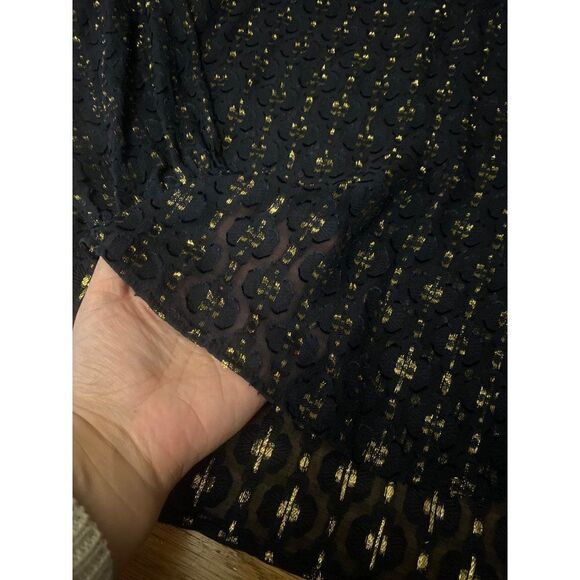 J. Crew, women's black sparkly sheer long sleeve silk blend blouse size 2 - Picture 4 of 10